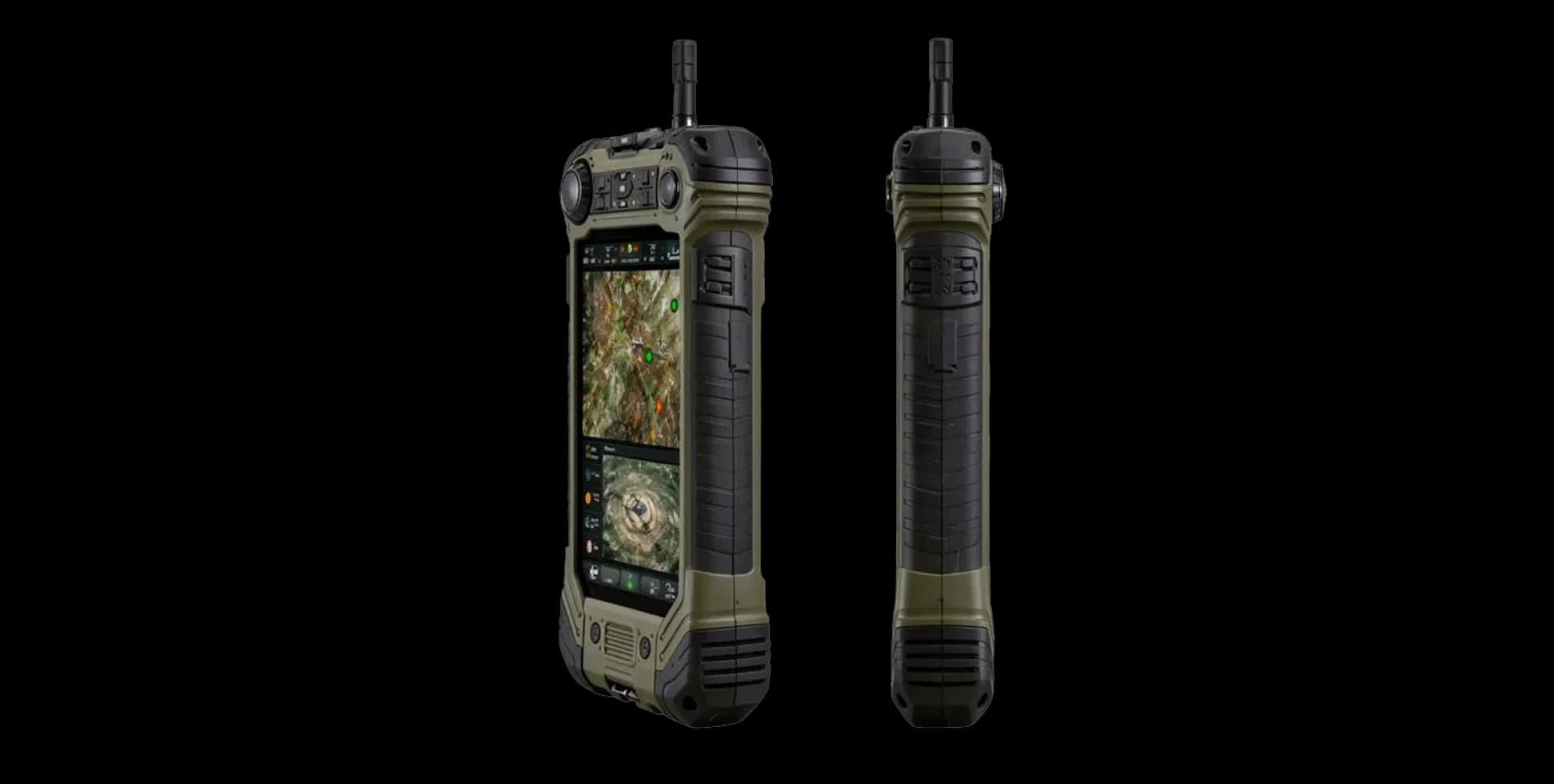 Side profile showing ergonomic tactile grip and sealed interface ports